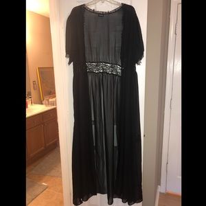 Torrid Sheer Black Button Up Kimono Lace Detail 3